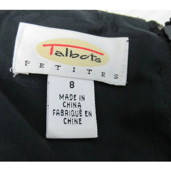 TALBOTS Women’s Petite Acrylic Short Sleeved Dress Beaded Black Size 8P - Picture 3 of 9